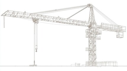 Detailed Outline of Tower Crane in Construction Environment
