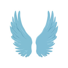Elegant Light Blue Angel Wings on White Background