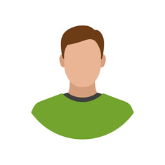 Faceless Man Portrait in Green Shirt, Isolated on White