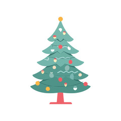 Obraz premium Festive Teal Christmas Tree with Ornaments, Lights and Star