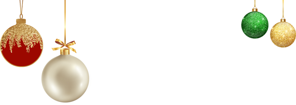 Four Colorful Red, Green, Golden holiday bauble decoration PNG transparent 