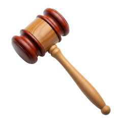 Wooden Gavel Symbolizing Justice and Legal Proceedings on Isolated Transparent Presentation