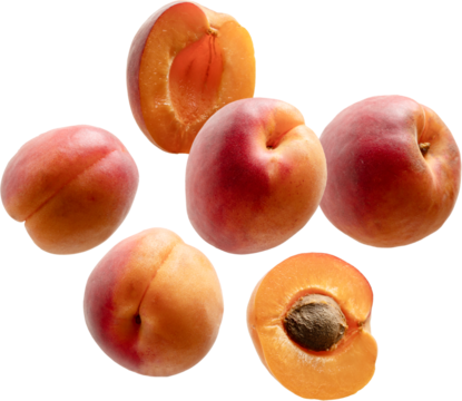 Flying peaches PNG transparent on white