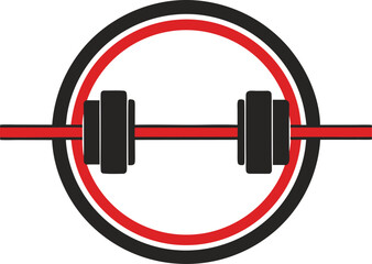 Dumbbell symbol in circle fitness logo vector icon