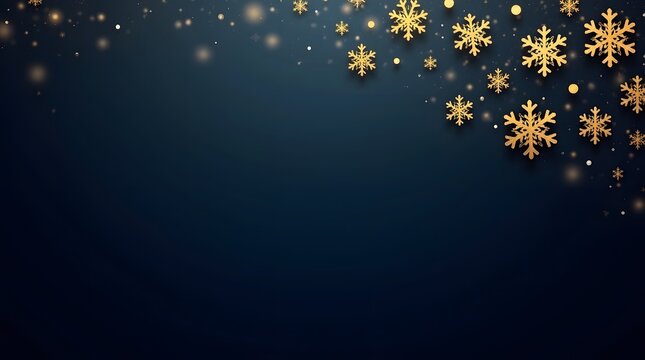Theme Christmas, Golden snowflakes on deep navy gradient background