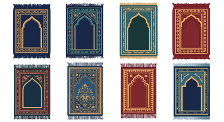 Islamic prayer rugs collection with transparent background