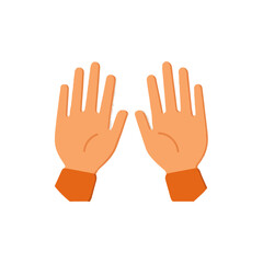 Fototapeta premium Open Hands Cartoon Illustration with Orange Sleeves, Gesturing Upward