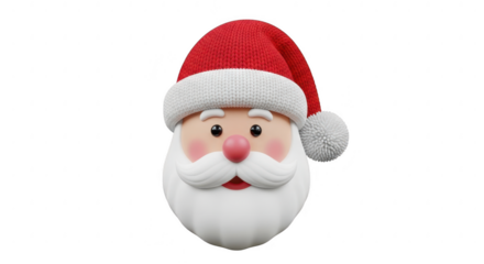3d santa claus face isolated on transparent background