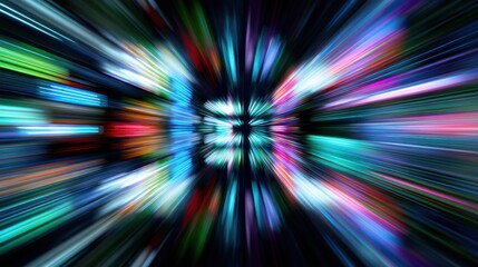 A vibrant, colorful abstract background featuring a mix of bright, neon lights and geometric shapes, creating a dynamic and energetic atmosphere.