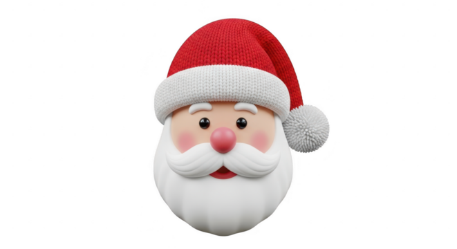 3d santa claus face isolated on transparent background