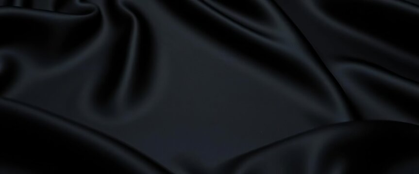Deep black silk fabric with subtle sheen and texture, background, velvet