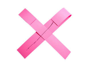 Pink ribbon criss-cross on black, soft light