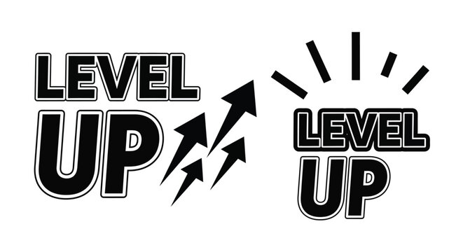 Step up your game with level up arrows achieving success promotion