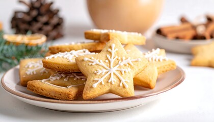 Festive Christmas Cookies - Star-Shaped Treats with Icing.