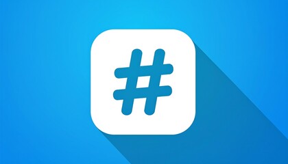 Fototapeta premium Hashtag icon on blue background, social media symbol.