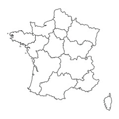 Obraz premium Editable Blank France Map Vector Template With White Background