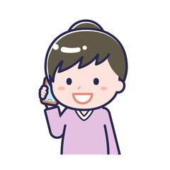 スマートフォンを使う「私服の大人」の女性