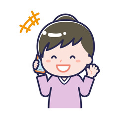 スマートフォンを使う「私服の大人」の女性