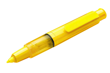Bright yellow highlighter with a transparent ink reservoir