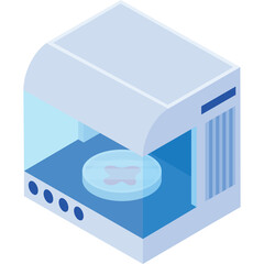 Transparent Background Scientific Laboratory Equipment With Blue Accents And A Petri Dish Containing A Sample Inside A Clean White Room Studio Setting