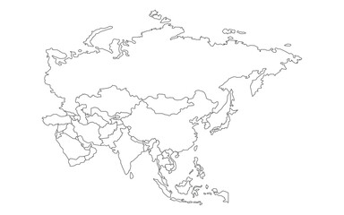 Blank Asia Political Map Template Outline Vector for Education and Infographics