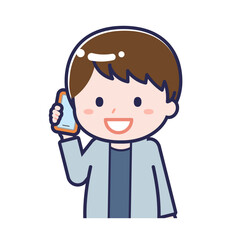 スマートフォンを使う「私服の大人」の男性