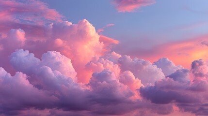 A vibrant, colorful sunset sky with pink and purple clouds, set against a clear blue sky. 