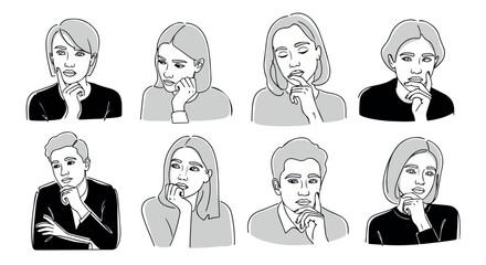 People thinking, pondering, considering, contemplating