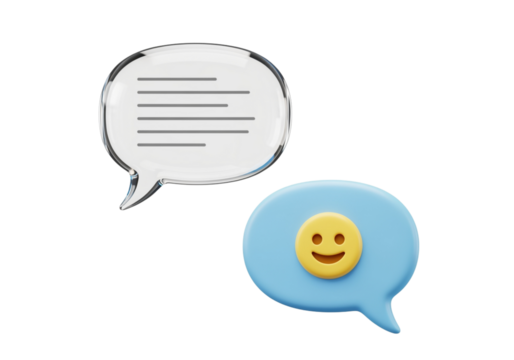 Chat message bubbles 3D bundle isolated on transparent background