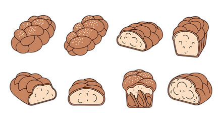 Braided bread slices with transparent background