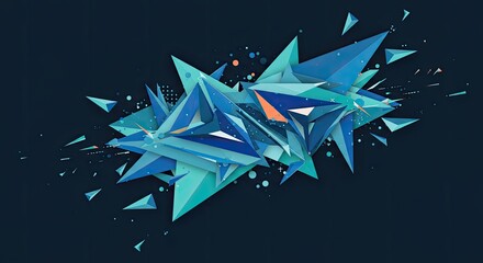 Dynamic abstract geometric shapes in cool blues and teal create a modern, edgy background, perfect for tech startups, futuristic designs, and cutting-edge presentations