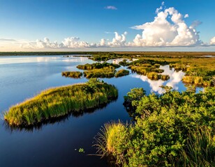 Everglades National Park - A Serene Landscape of Water, Grass, and Sky.