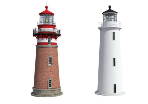 Maritime navigation tower 3D collection isolated on transparent background