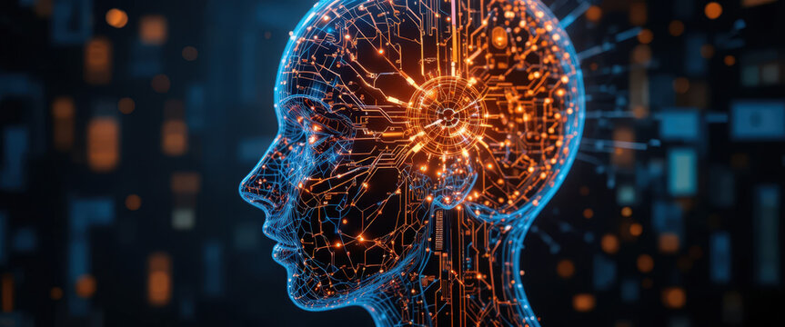 Exploring ai evolution digital realm visual artwork futuristic environment side profile technology concepts