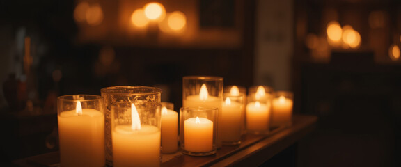 Candle lighting ceremony cozy interior photography warm atmosphere close-up serenity