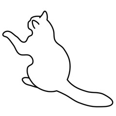Line art cat drawing on white background. Simple pet illustration art. Abstract kitten lineart for logo, tattoo, print, design element.