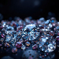 Fototapeta premium Sparkling diamond treasures jewelry showcase gemstone display luxurious environment close-up view elegance concept