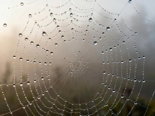 spider web with dew drops