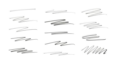 Collection of Hand Drawn Scribble Lines and Strokes on White Background.