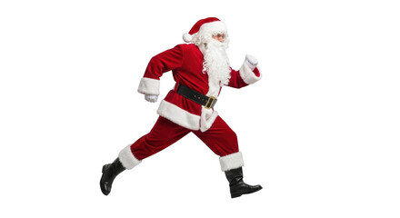 Santa claus running, isolated on transparent background