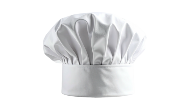 Puffy white chef's hat isolated on black background