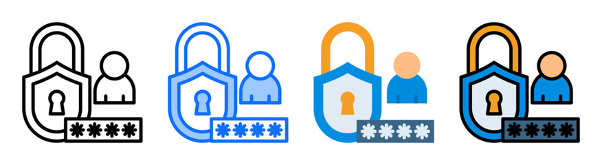 Password Protection Icon Collection Set Multiple Style