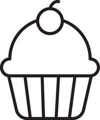 Cup Cake Line Icon Merry Christmas And Happy New