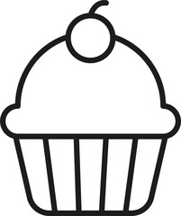Cup Cake Line Icon Merry Christmas And Happy New