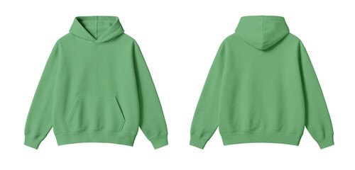 Soft Green Hoodie Mockup Front and Back Views Isolated on Transparent Background © Drip
