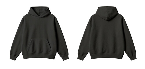 Dark Grey Hoodie Mockup Front and Back Views Isolated on Transparent Background © Drip