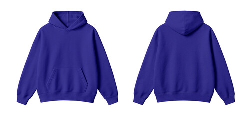 Dark Purple Hoodie Mockup Front and Back Views Isolated on Transparent Background