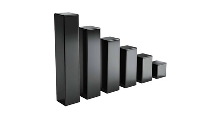 Six descending grey bar graphs, arranged in a decreasing sequence on a black backdrop