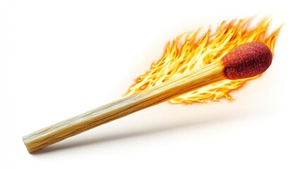 A red and a yellow matchstick with flames on a white background
