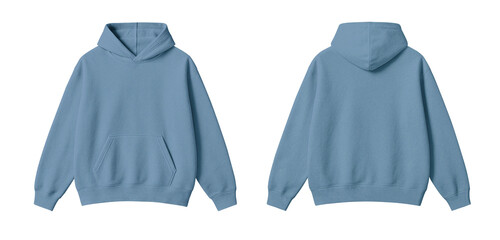 Soft Blue Hoodie Mockup Front and Back View on Transparent Background © Drip